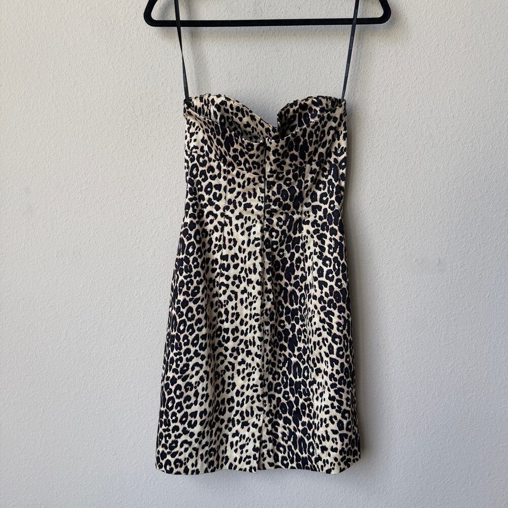 Bebe Y2K Leopard Print Strapless Mini Sheath Dress Size S - Picture 3 of 6